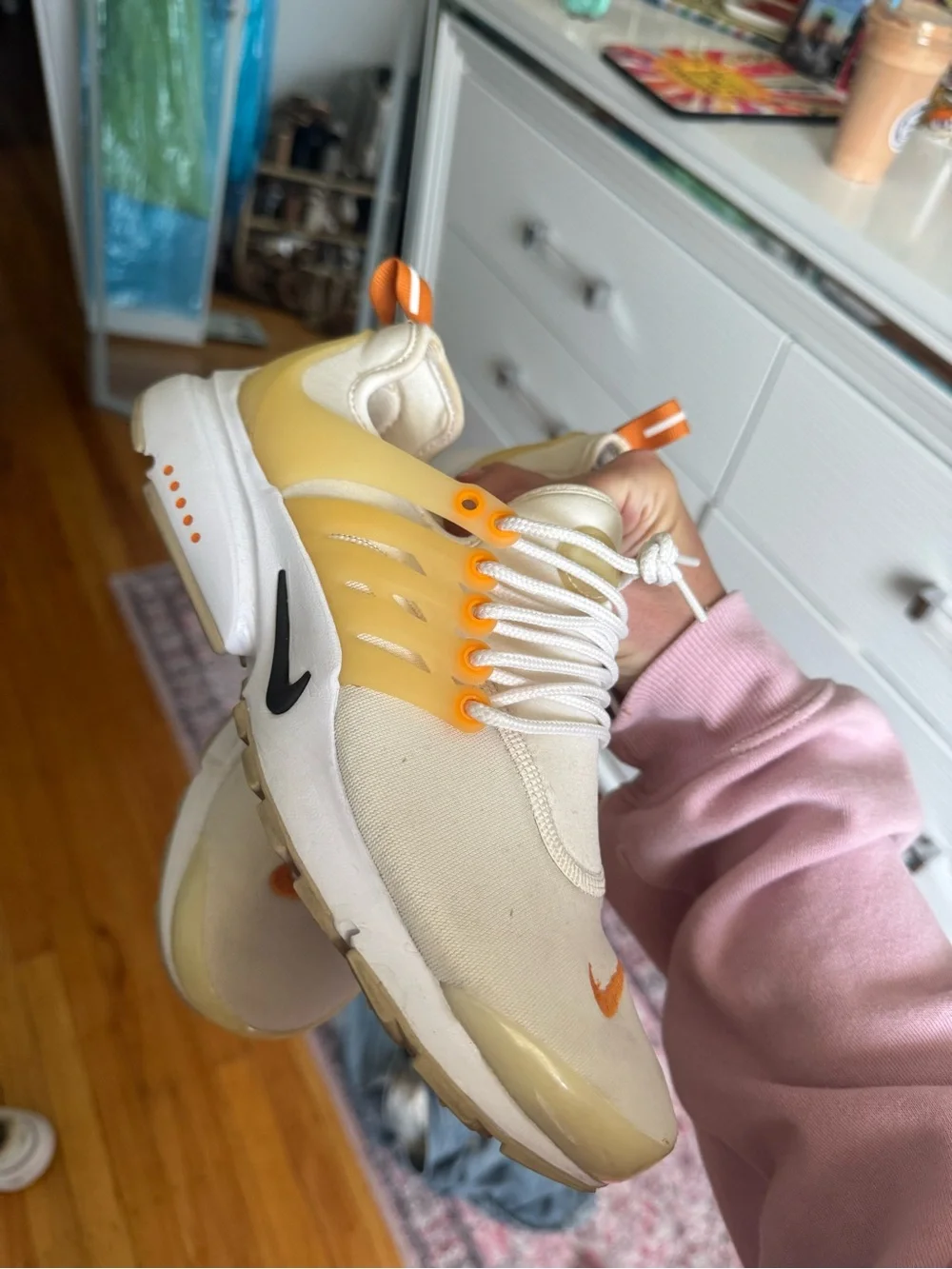 Nike Women’s White and Orange Casual Slip-On Sneakers
